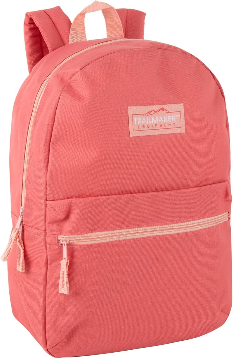 Trailmaker Classic 17 inch Backpacks with Adjustable Padded Straps | School Backpacks for Girls, Boys (Coral) - Image 1